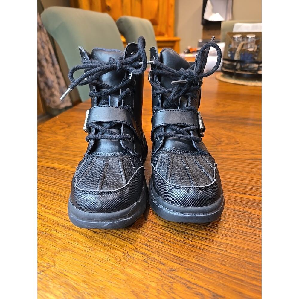 Polo Ralph Lauren Snow Boots Boys Size 1 Black Colbey Duck Winter Lace Up